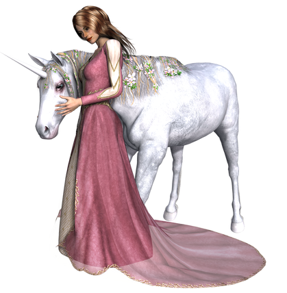 white unicorn spirit animal with a girl