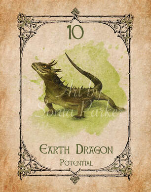 Picture of Earth Dragon Card from Animal Spirit Oracle Deck, Art by Sonia Parker