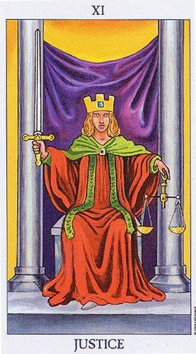 Picture of Justice Tarot Card, No 11, Orange